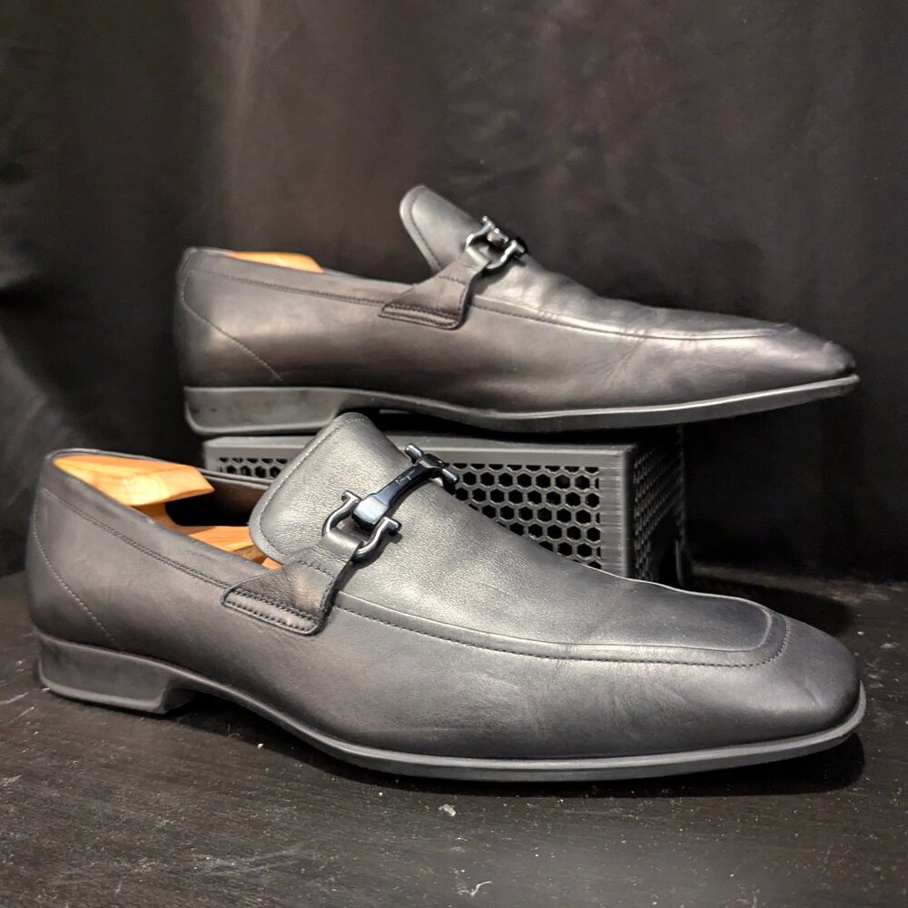 Salvatore Ferragamo Black Leather Gancini Bit Loafers, Size 11D No Box